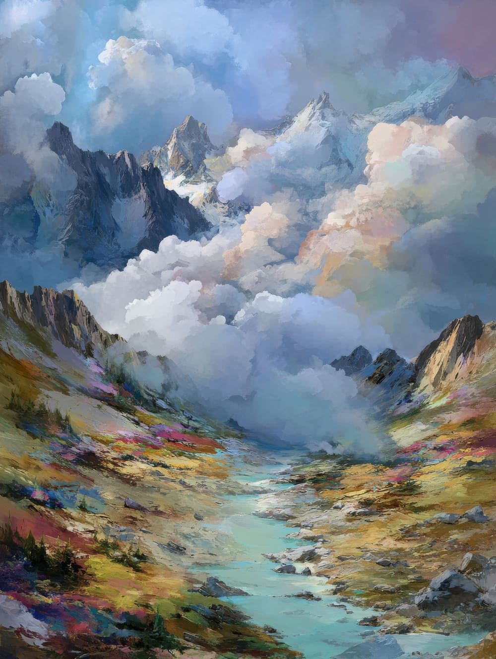 Tableau Montagne Style Peinture Classique Moderne