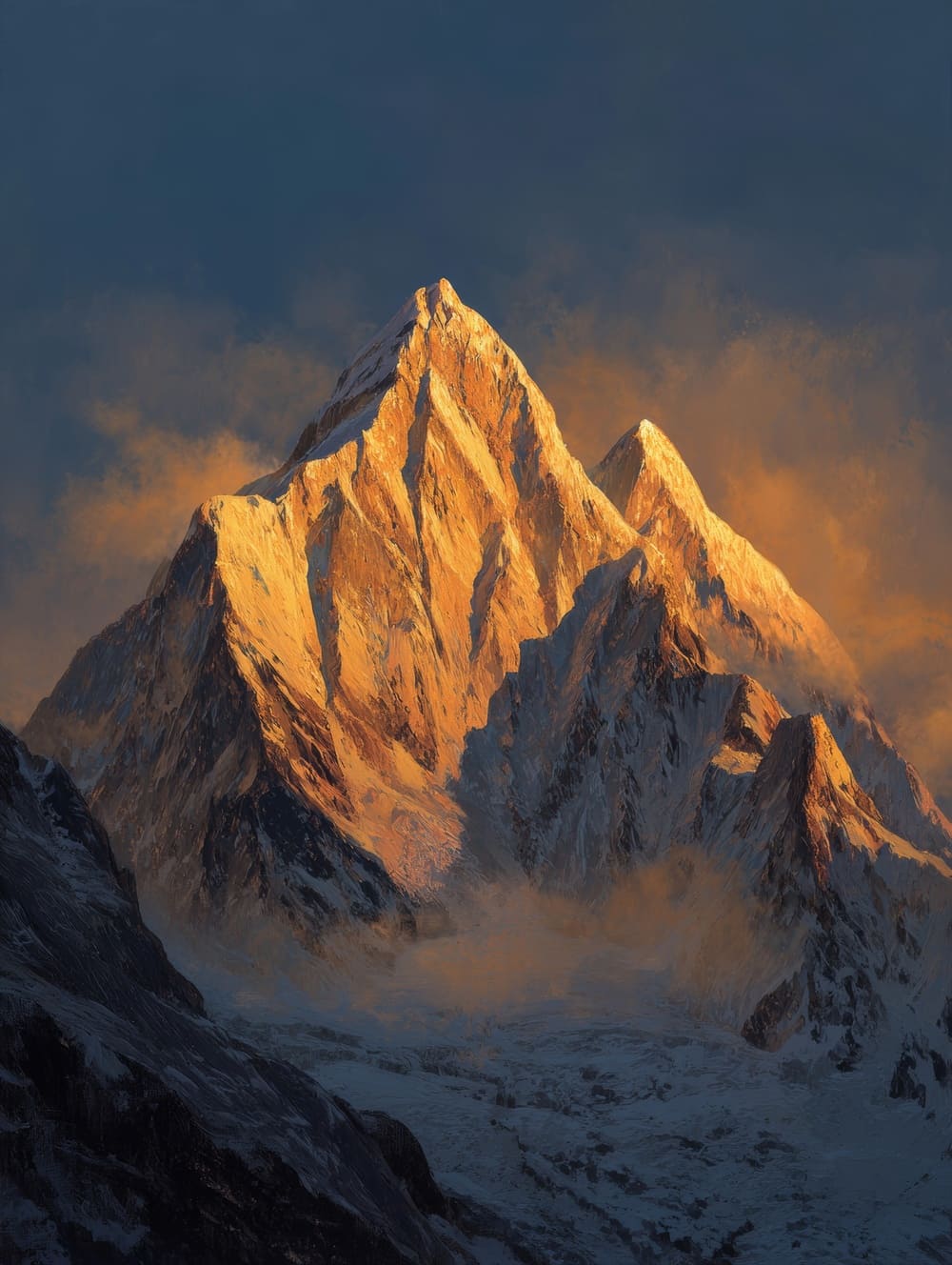 Tableau Montagne au Lever du Soleil Doré