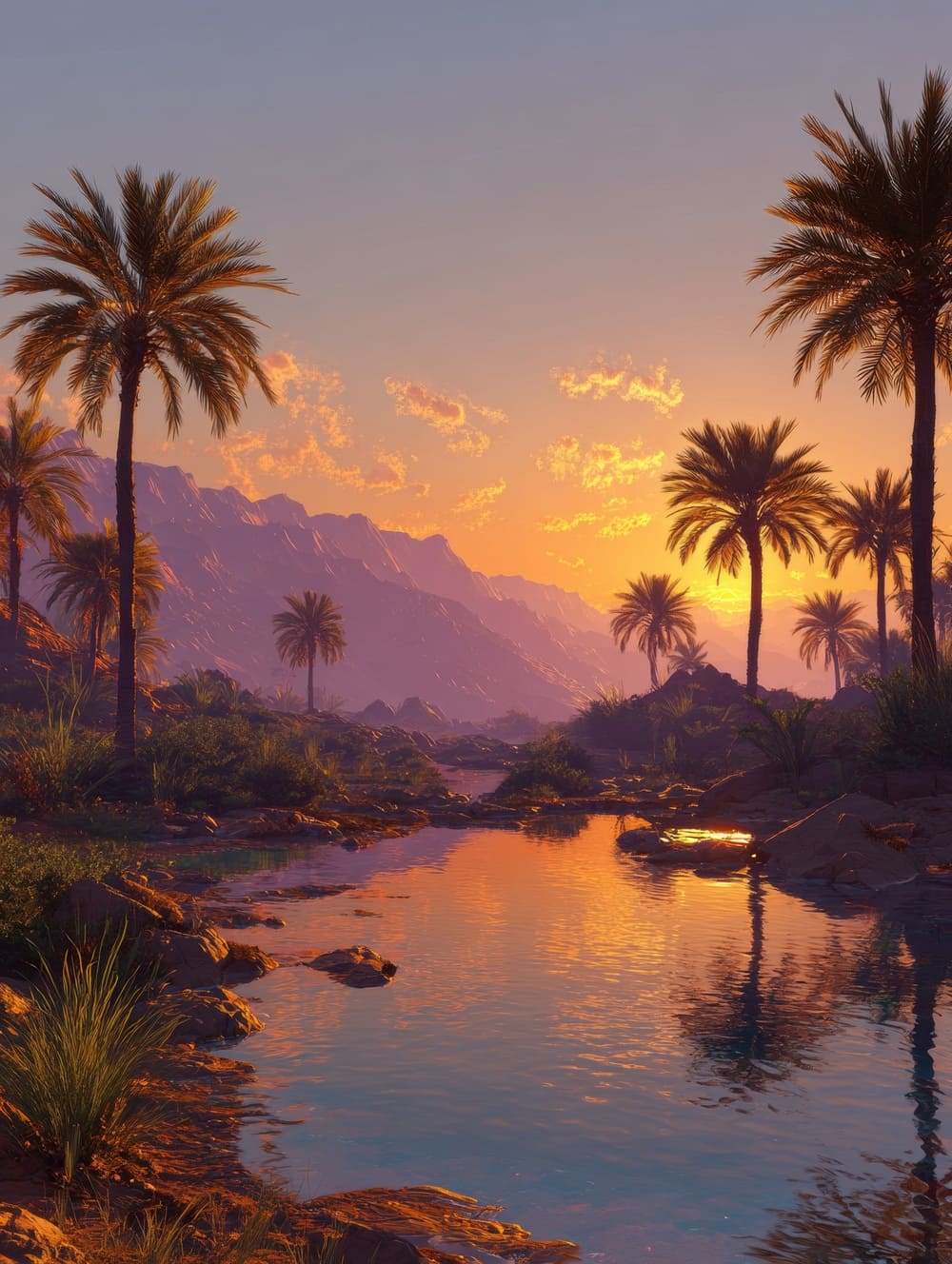 Tableau Oasis Désert