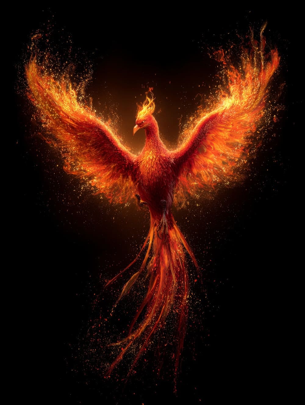 Tableau Oiseau Et Feu