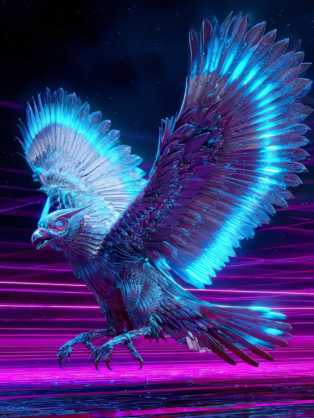 Tableau Oiseau Futuriste
