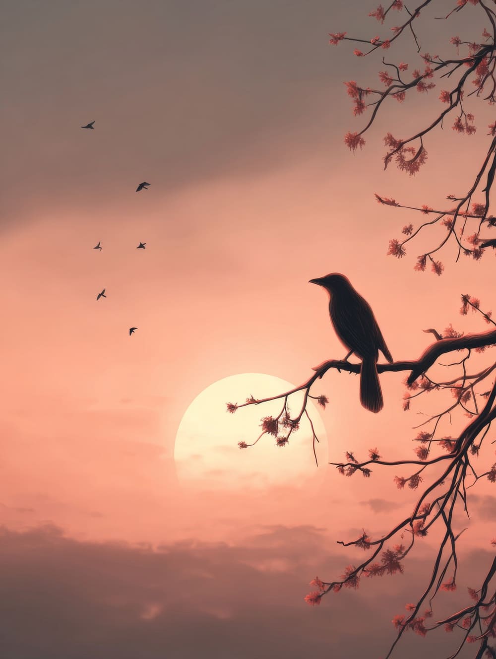 Tableau Oiseau au Lever du Jour