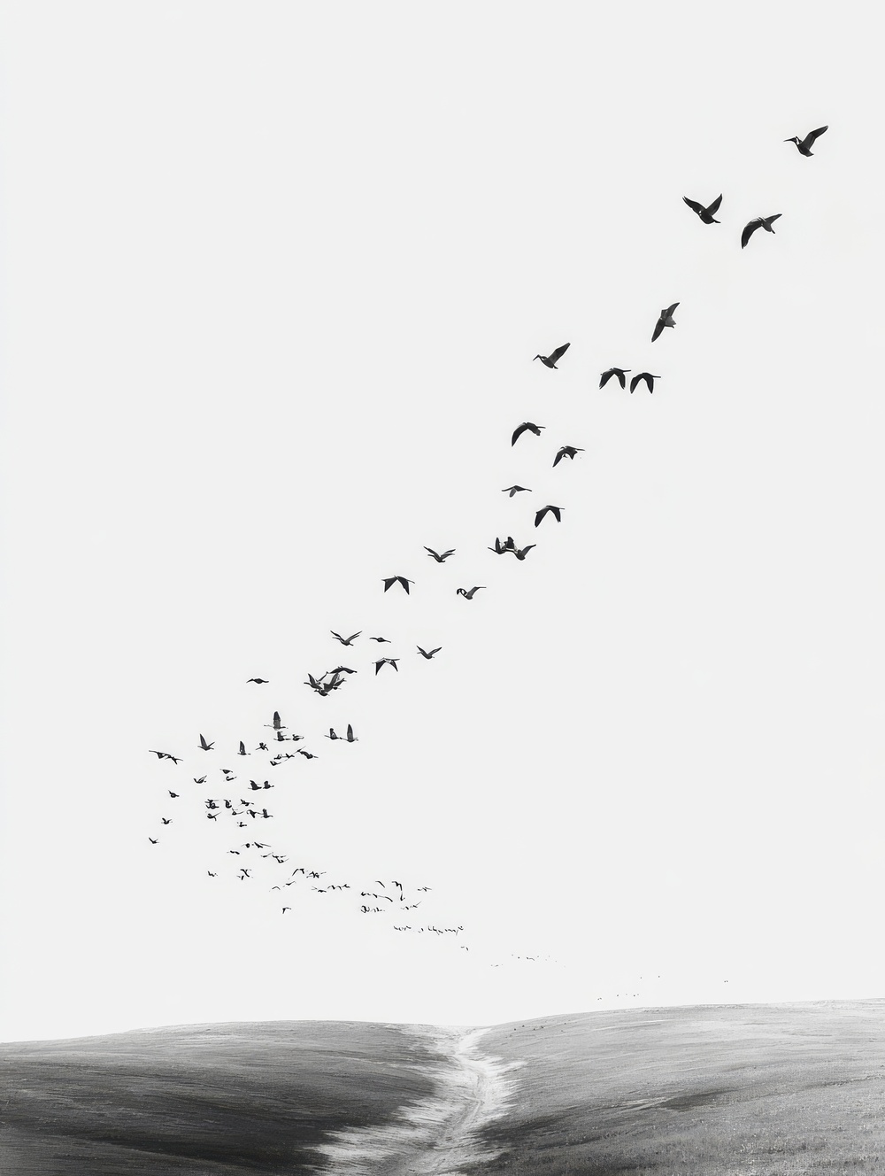 Tableau Oiseaux en Migration (Ligne dans le Ciel)