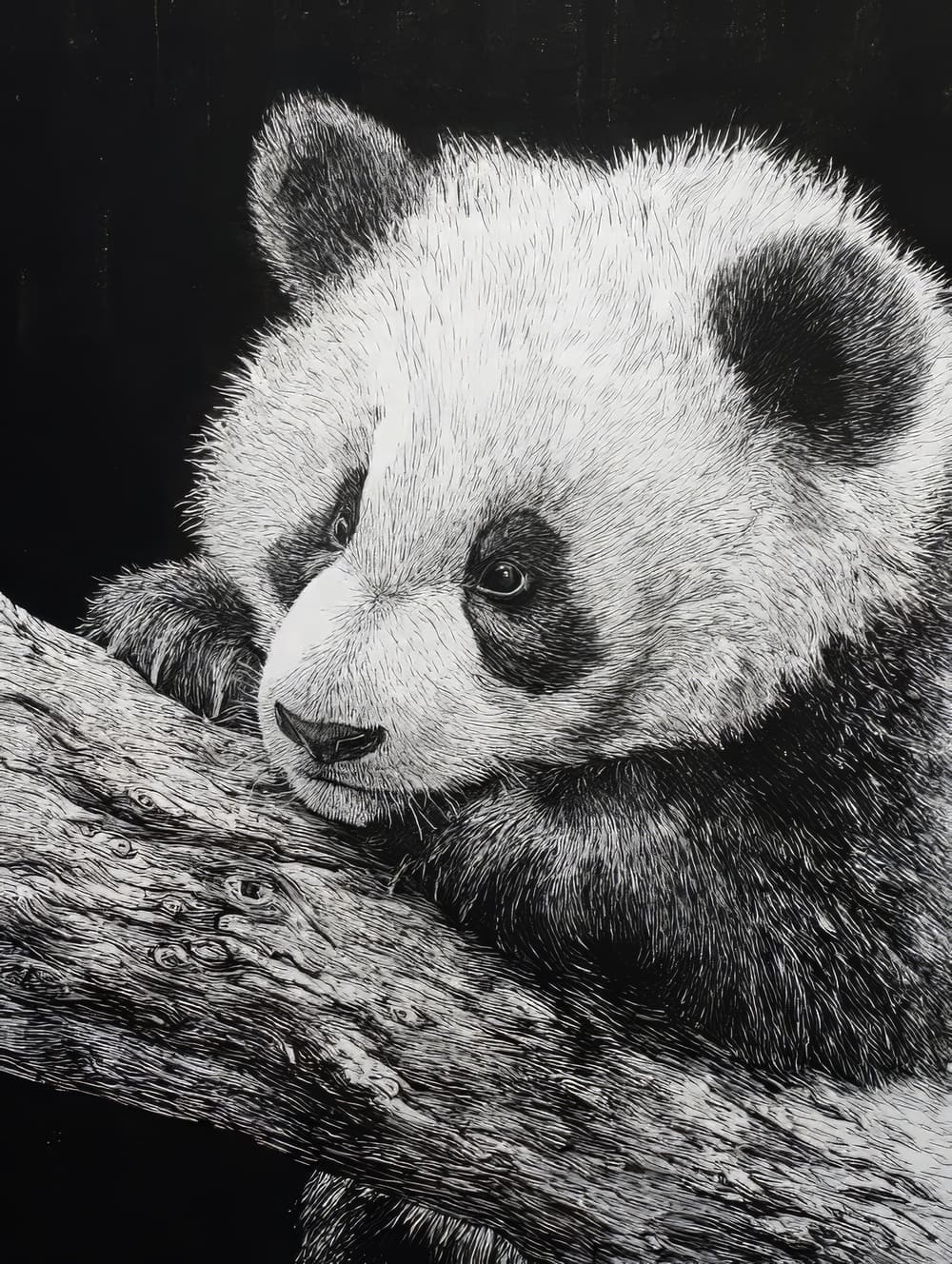 Tableau Panda Gravure