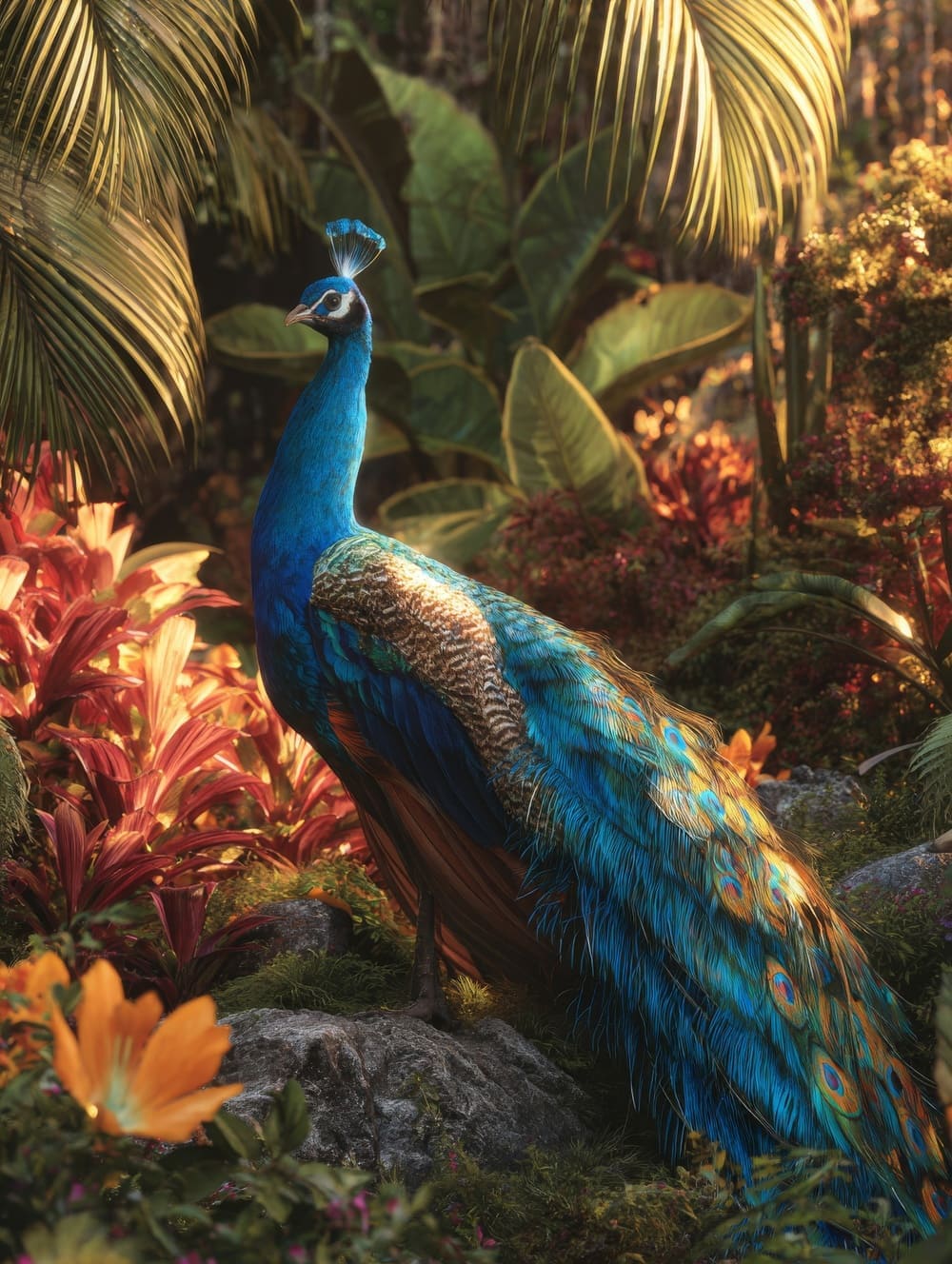 Tableau Paon Exotique