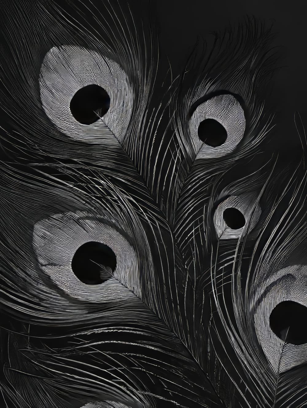 Tableau Paon Monochrome