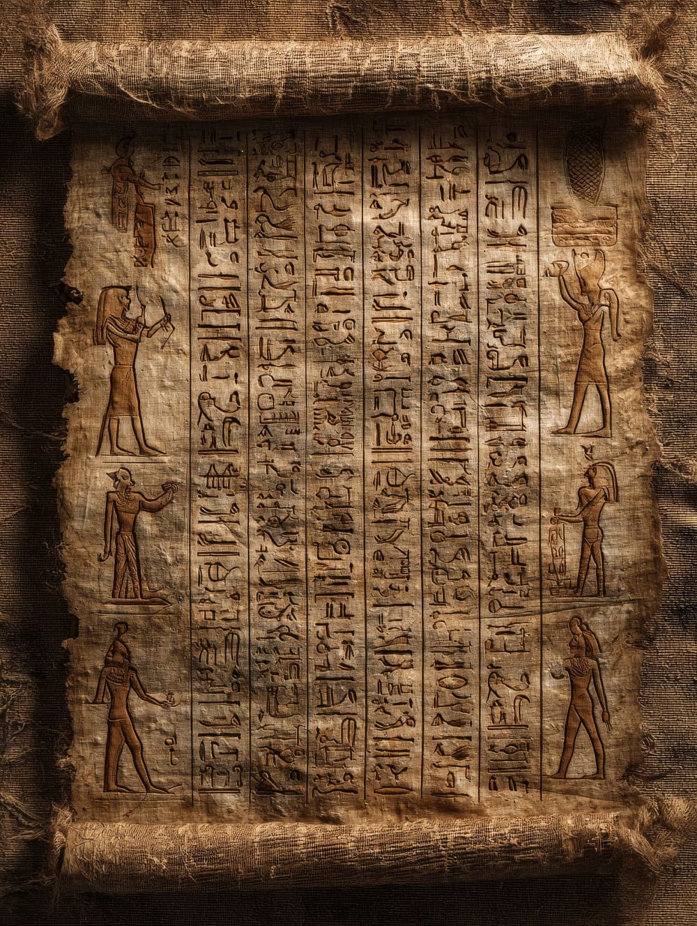 Tableau Papyrus Égyptien Vintage