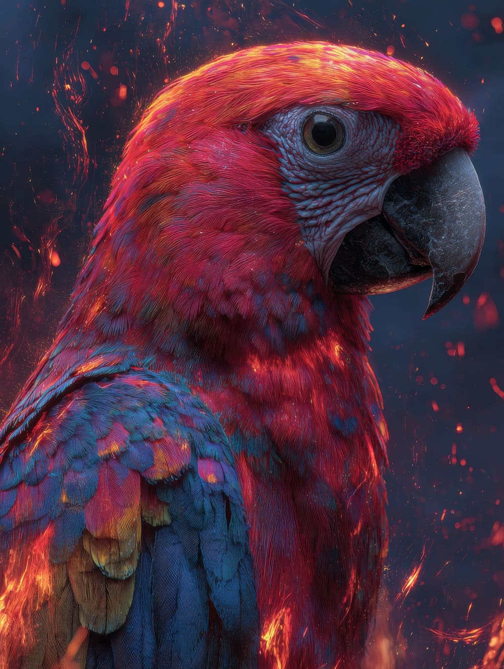 Tableau Perroquet Et Feu