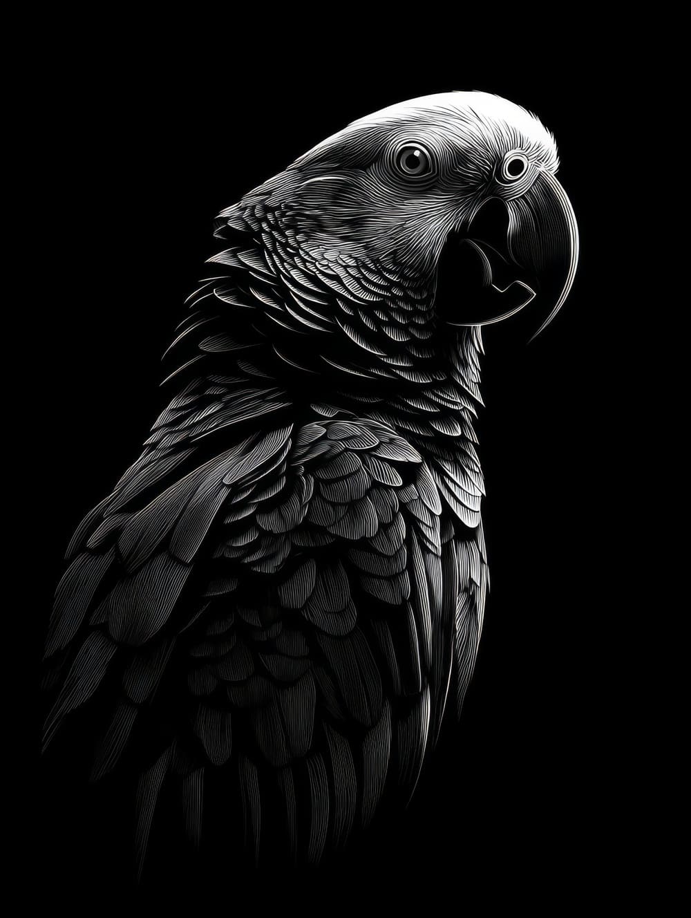 Tableau Perroquet Monochrome