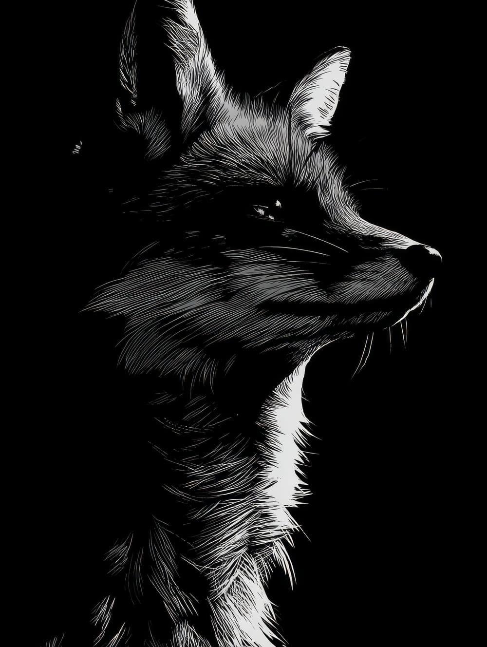 Tableau Renard Monochrome