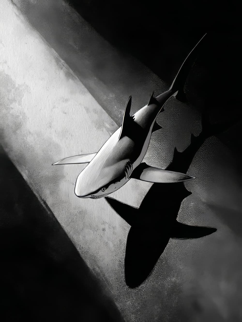Tableau Requin Monochrome