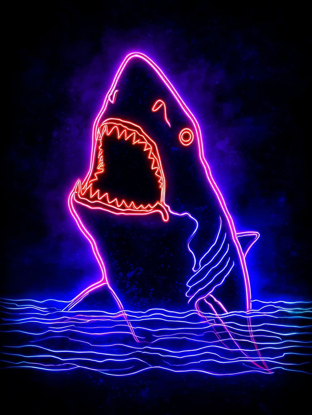 Tableau Requin Néon
