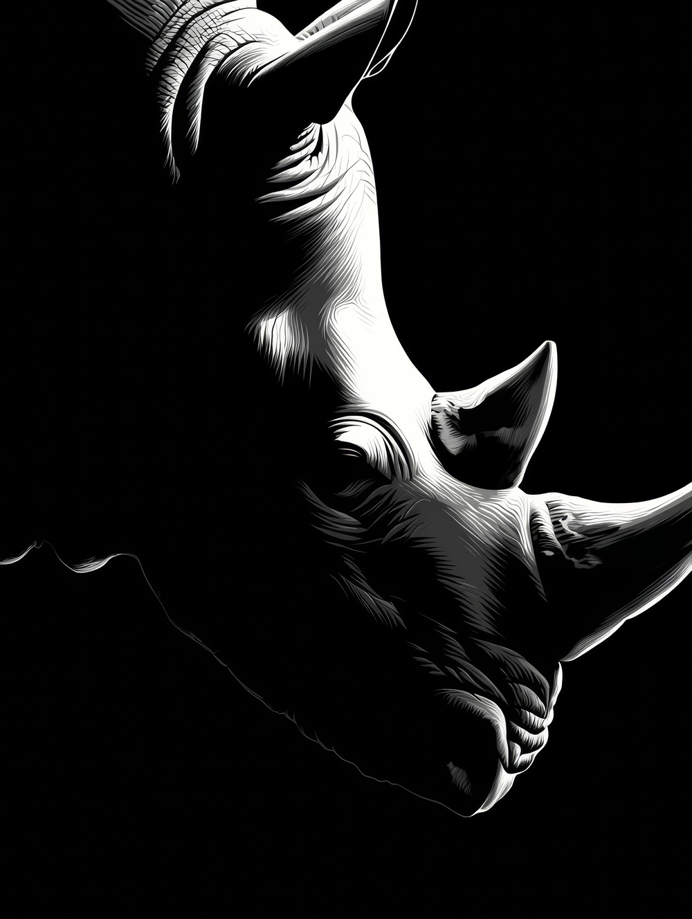 Tableau Rhinoceros Monochrome