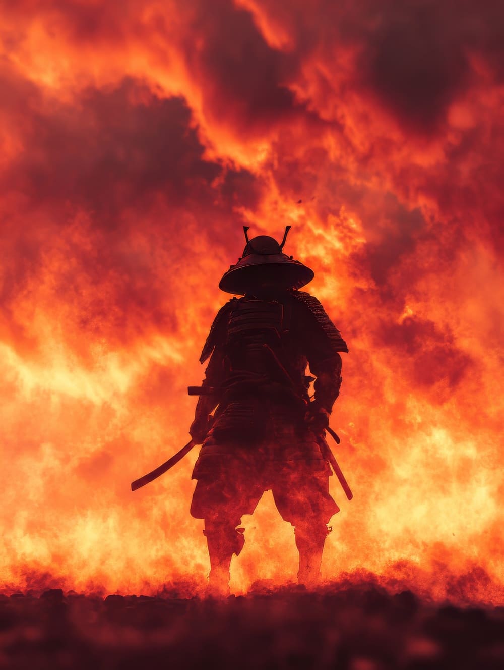 Tableau Samurai Et Feu