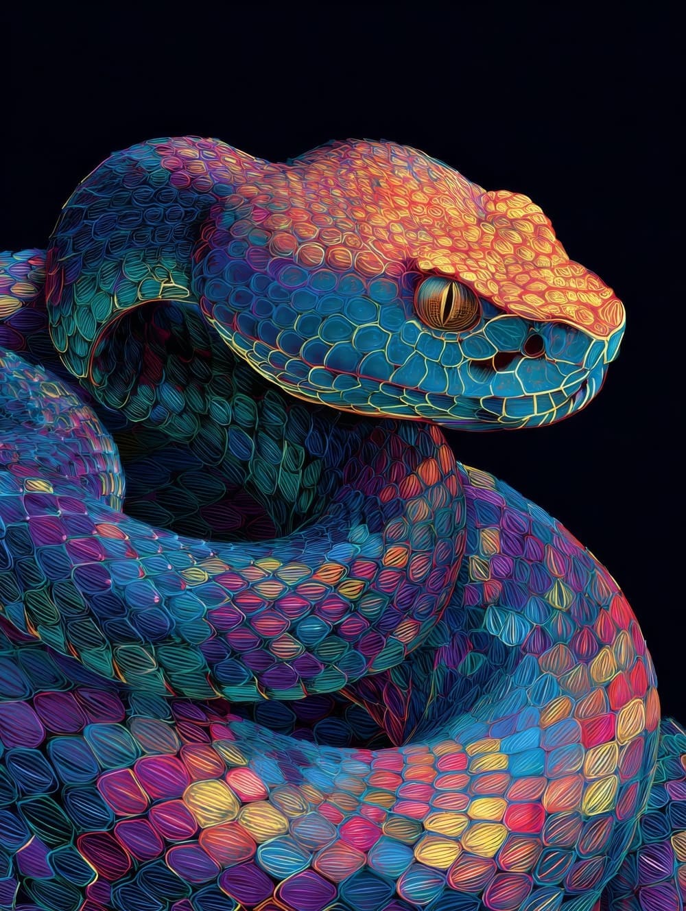 Tableau Serpent Néon
