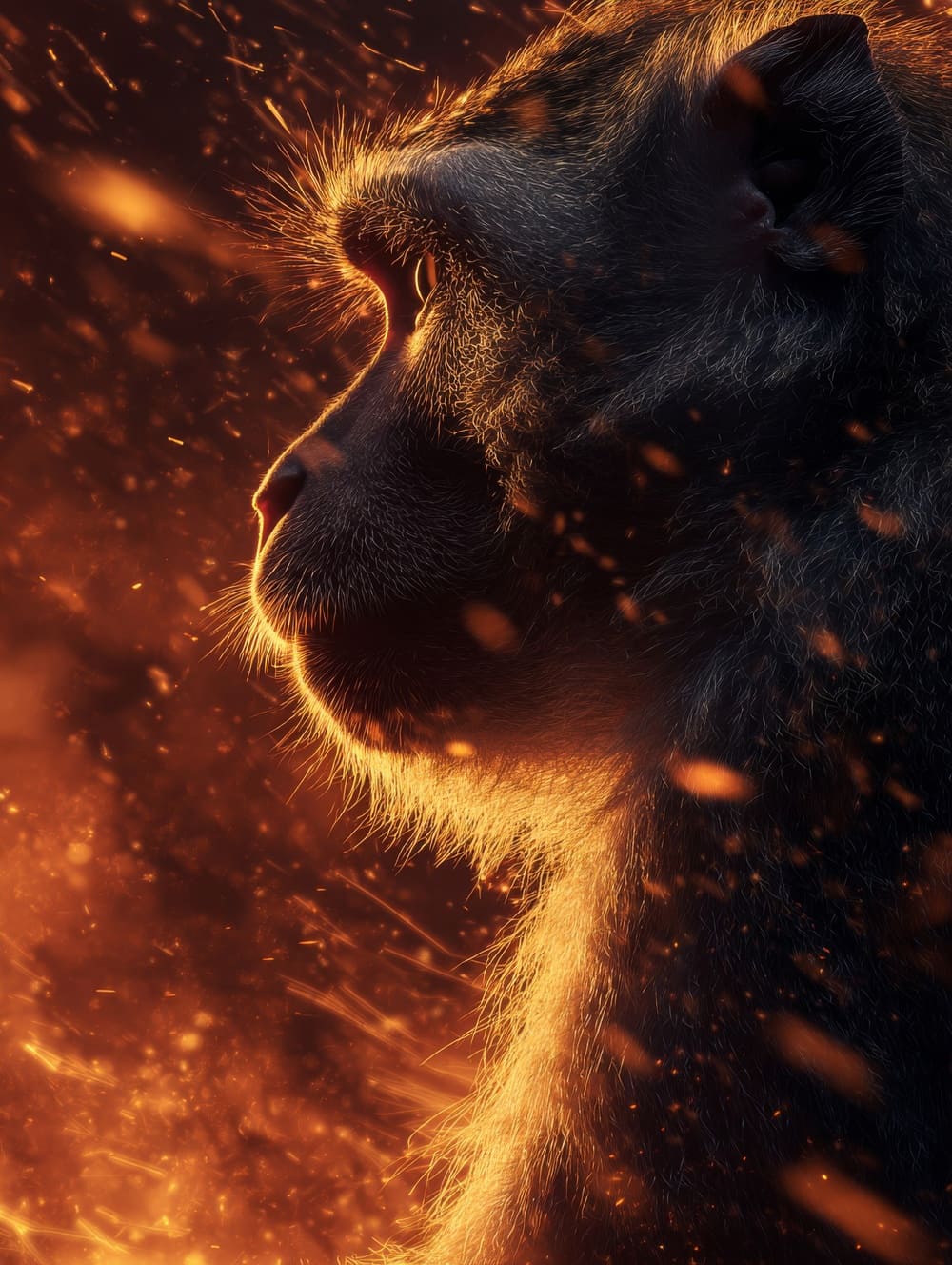 Tableau Singe Et Feu