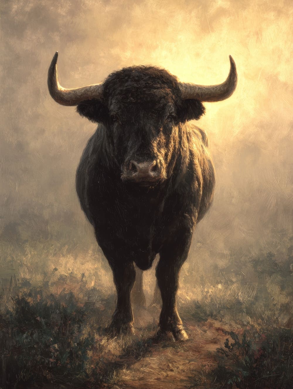 Tableau Taureau au Lever du Jour
