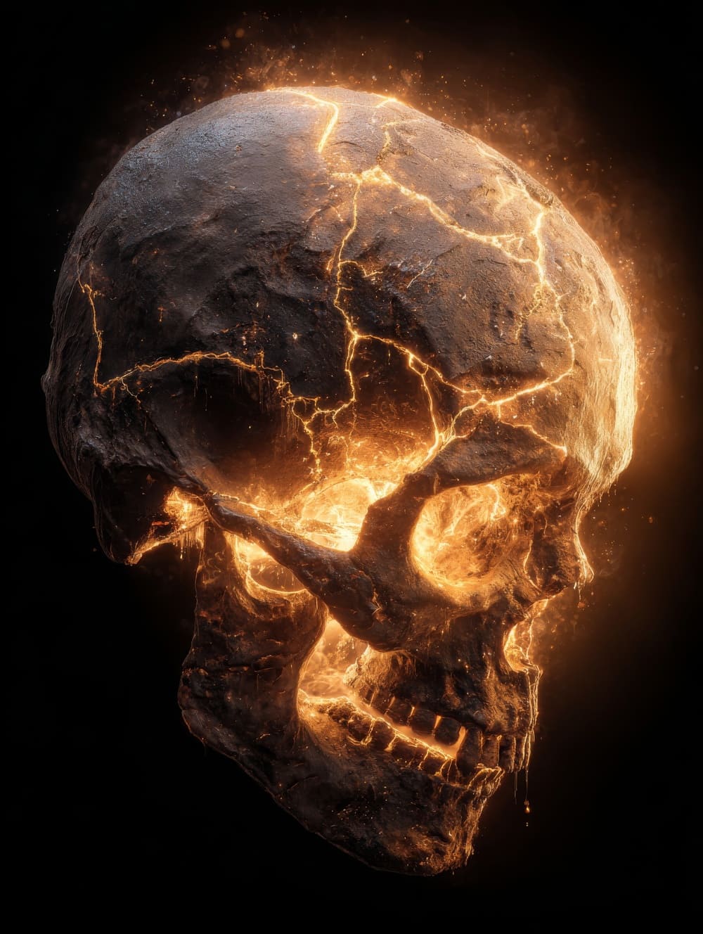 Tableau Tête de Mort Et Feu