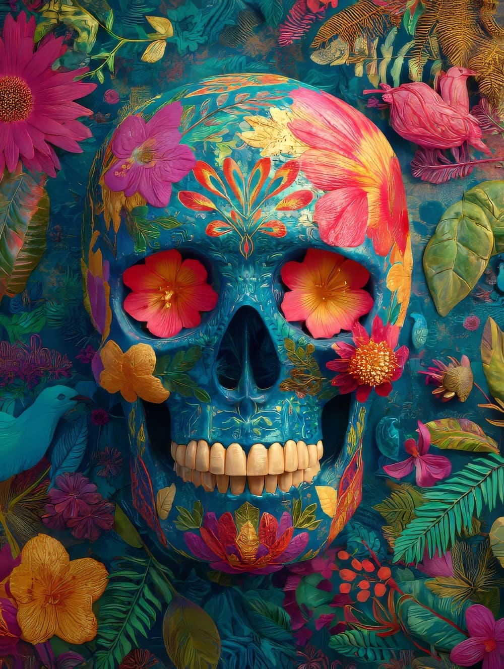 Tableau Tête de Mort Exotique