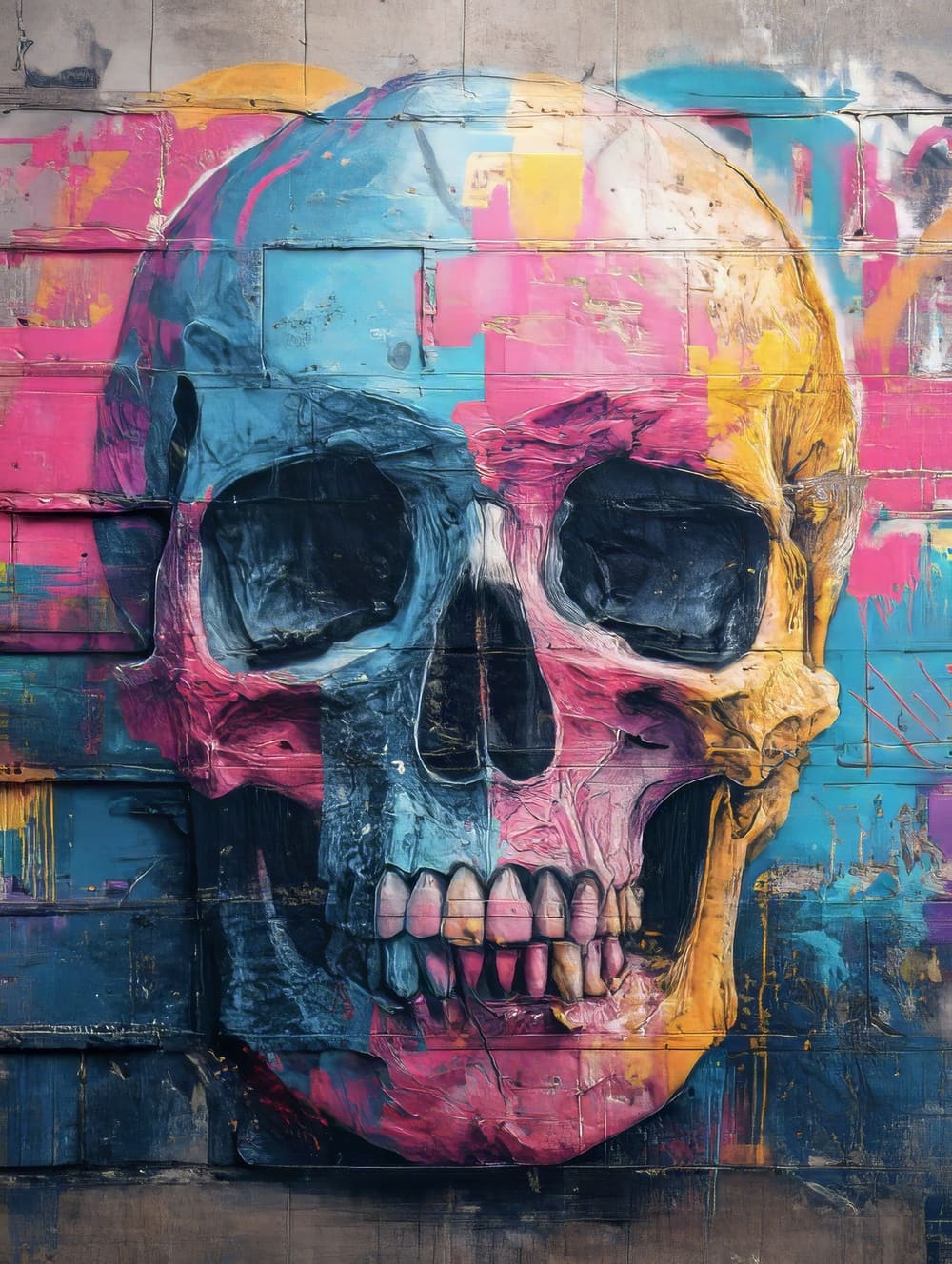 Tableau Tête de Mort Street Art