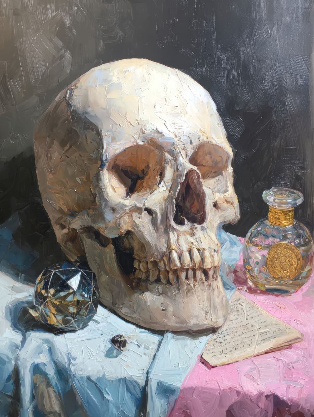 Tableau Tête de Mort Style Peinture Classique Moderne