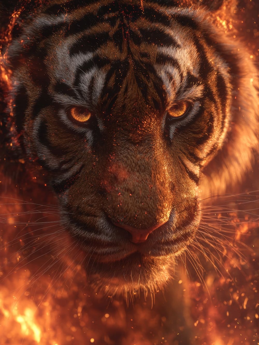 Tableau Tigre Et Feu
