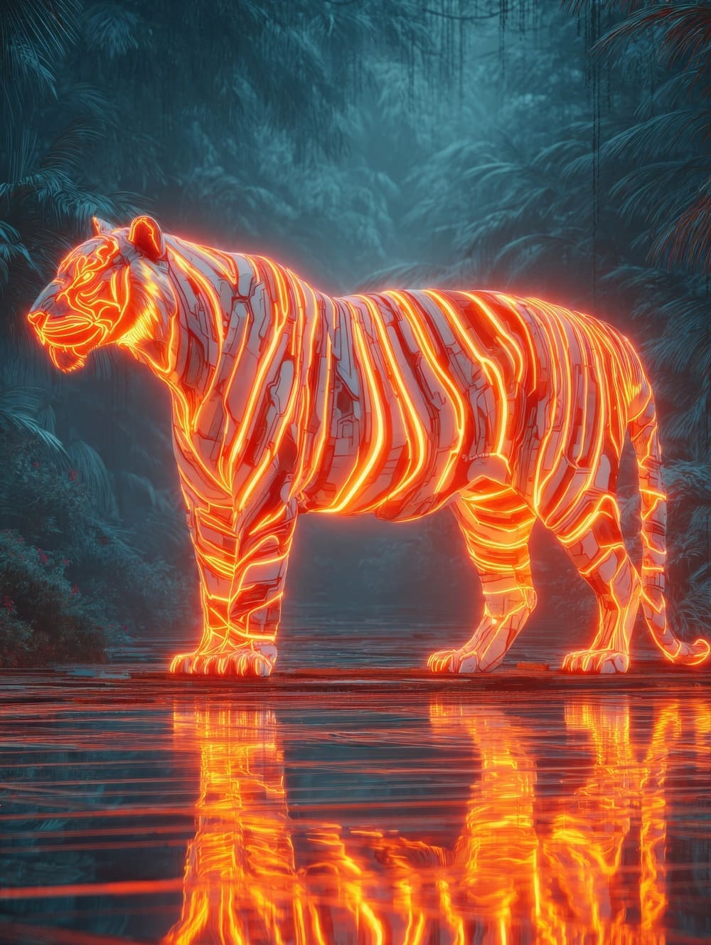 Tableau Tigre Futuriste