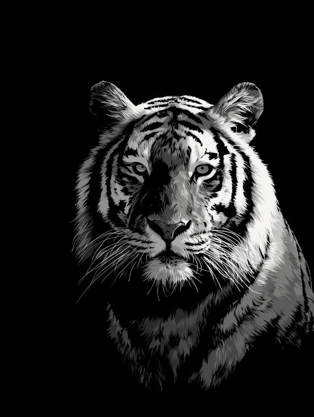 Tableau Tigre Monochrome