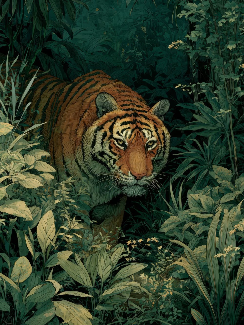 Tableau Tigre Silencieux à l’Affût