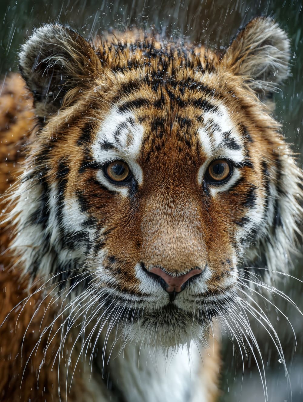 Tableau Tigre Sous la Pluie Tropicale