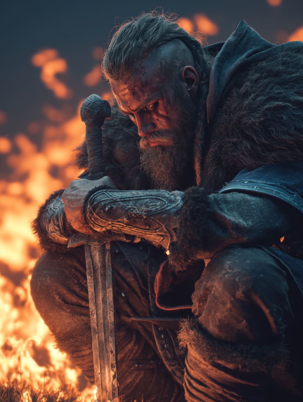 Tableau Viking Et Feu